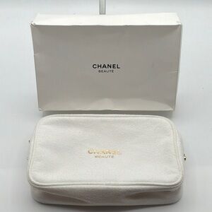 CHANEL White Cosmetic Bag